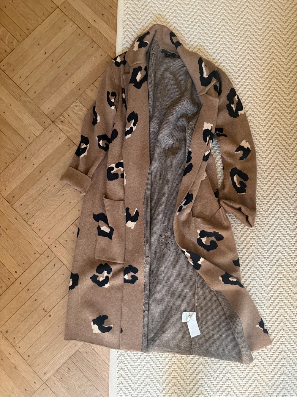 J. Crew Brown Leopard Print Long Open-Front Cardigan